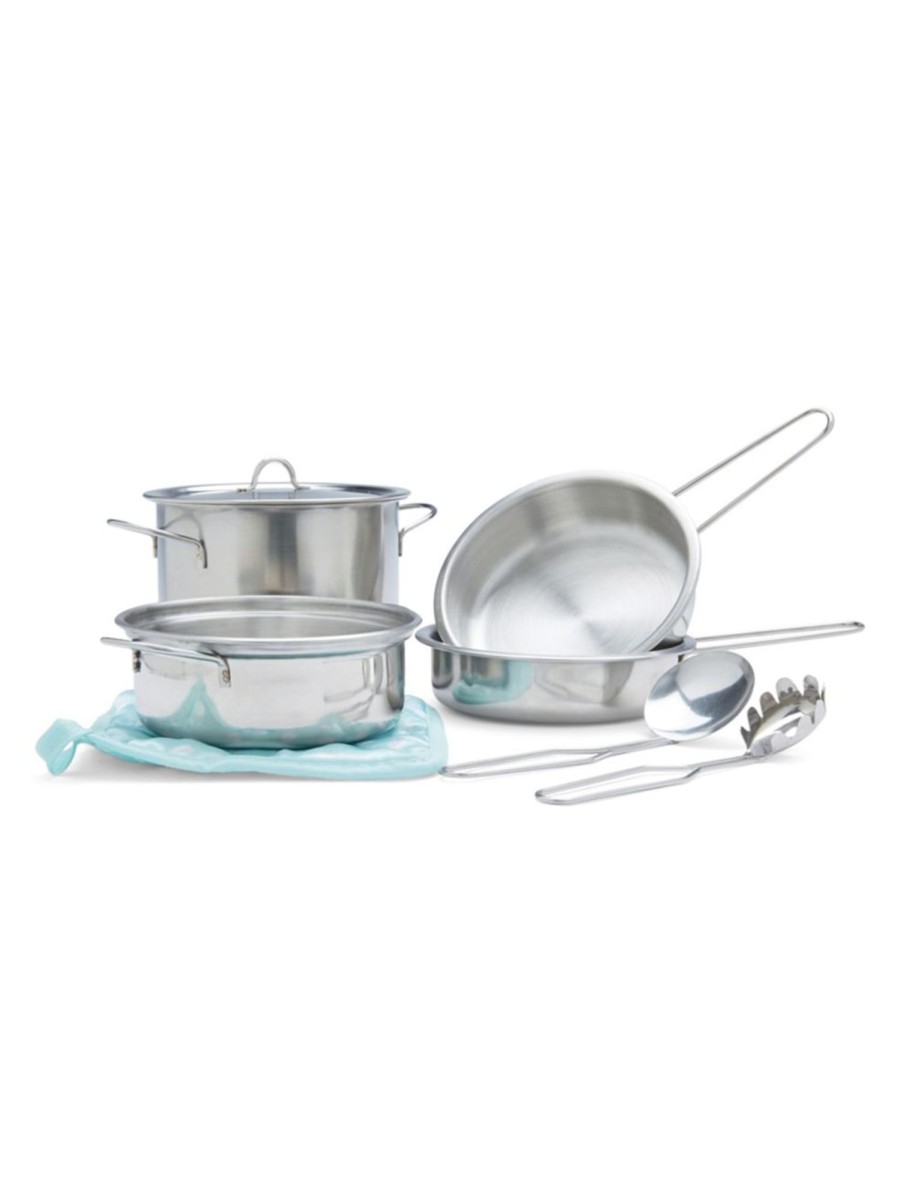 Toys Anko Pretend Play & Dress Up | 8-Piece Stainless Steel Cookware Play Set