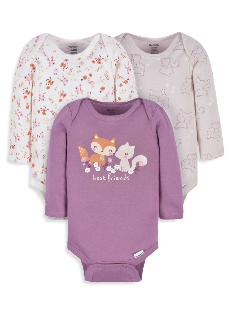 Kids & Baby Gerber | Baby Girl'S 3-Pack Best Friends Onesies Bodysuits