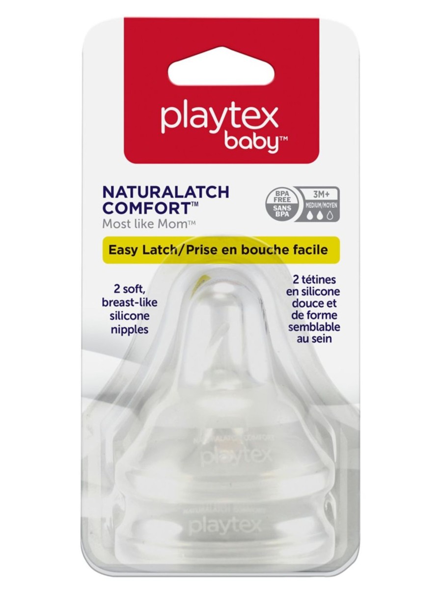 Kids & Baby Playtex Nursing & Feeding | Naturalatch Comfort 2-Pack Medium-Flow Silicone Nipples