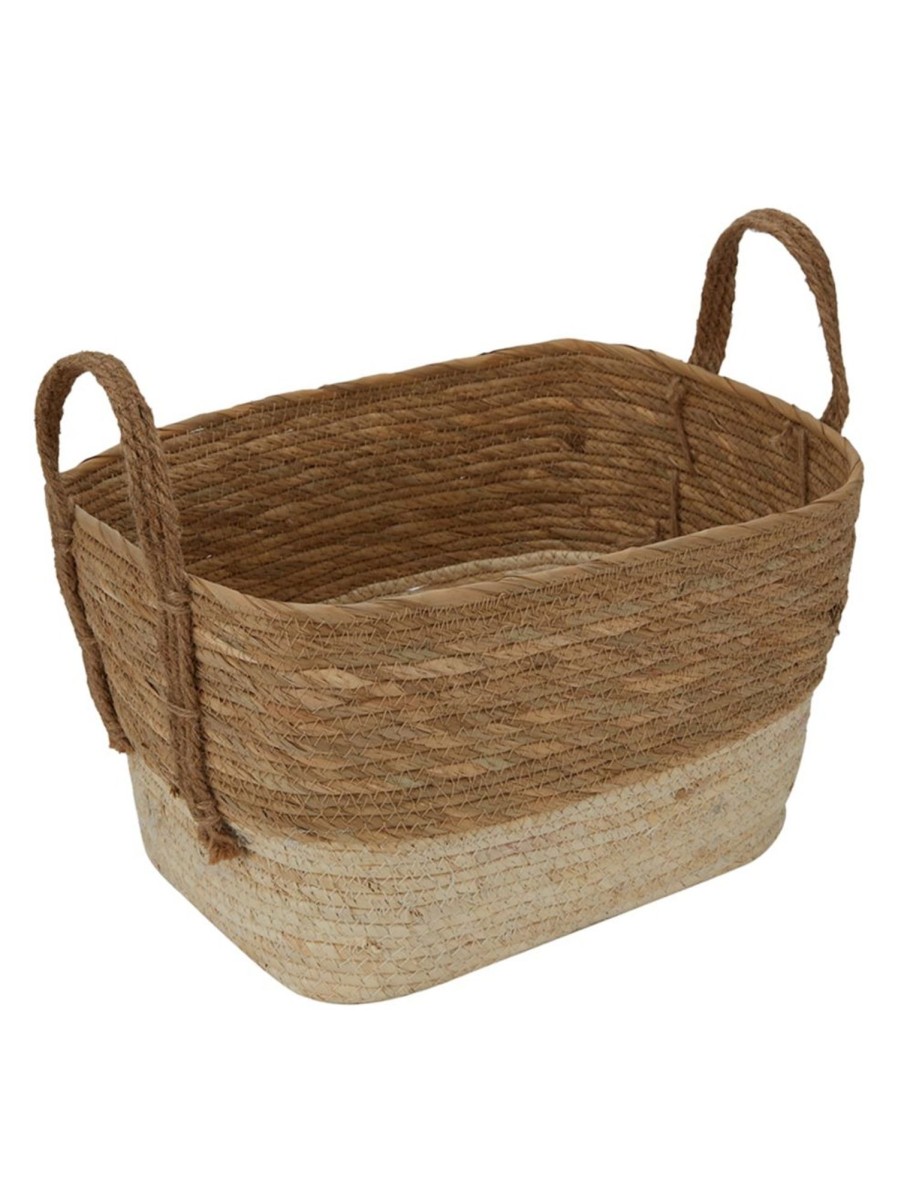 Home Living Anko Closet Storage | Two-Tone Rectangle Rope Basket With Handles