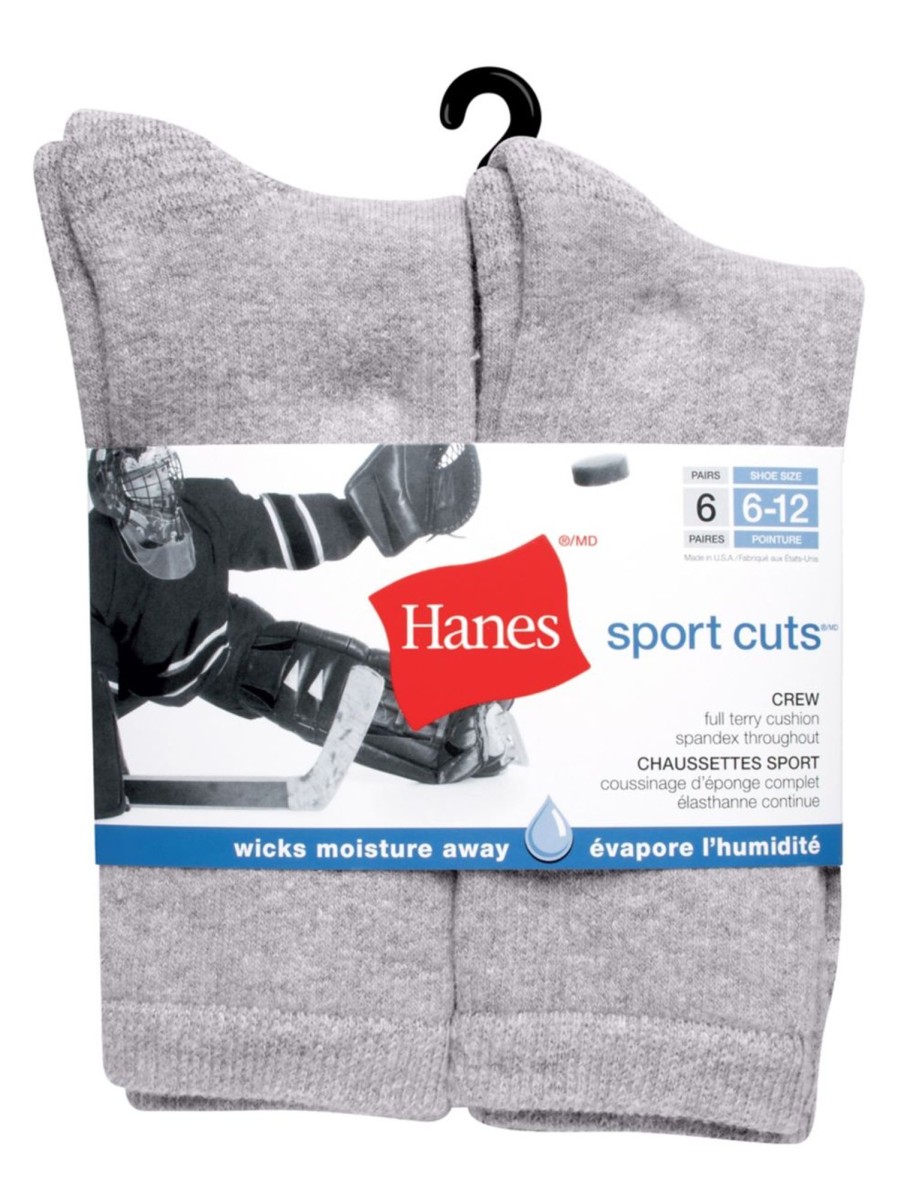 Men & Women Hanes Underwear & Socks | Men'S 6-Pair Freshiq Crew Socks Set