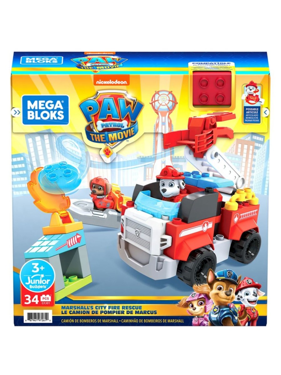 Toys Paw Patrol Trains & Vehicles | Mega Bloks Marshall'S City Fire Rescue Set