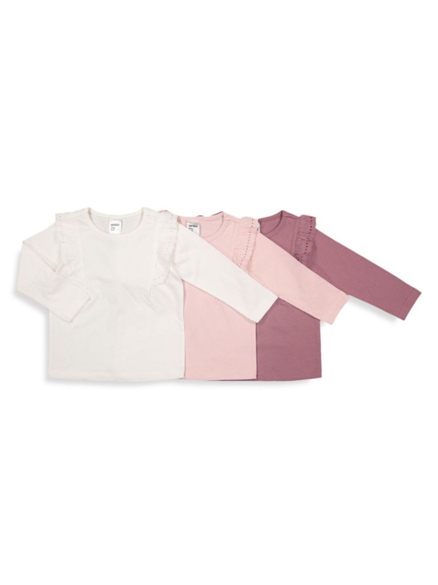 Kids & Baby Anko | Baby Girl'S 3-Piece Frilled Long-Sleeve T-Shirt Set