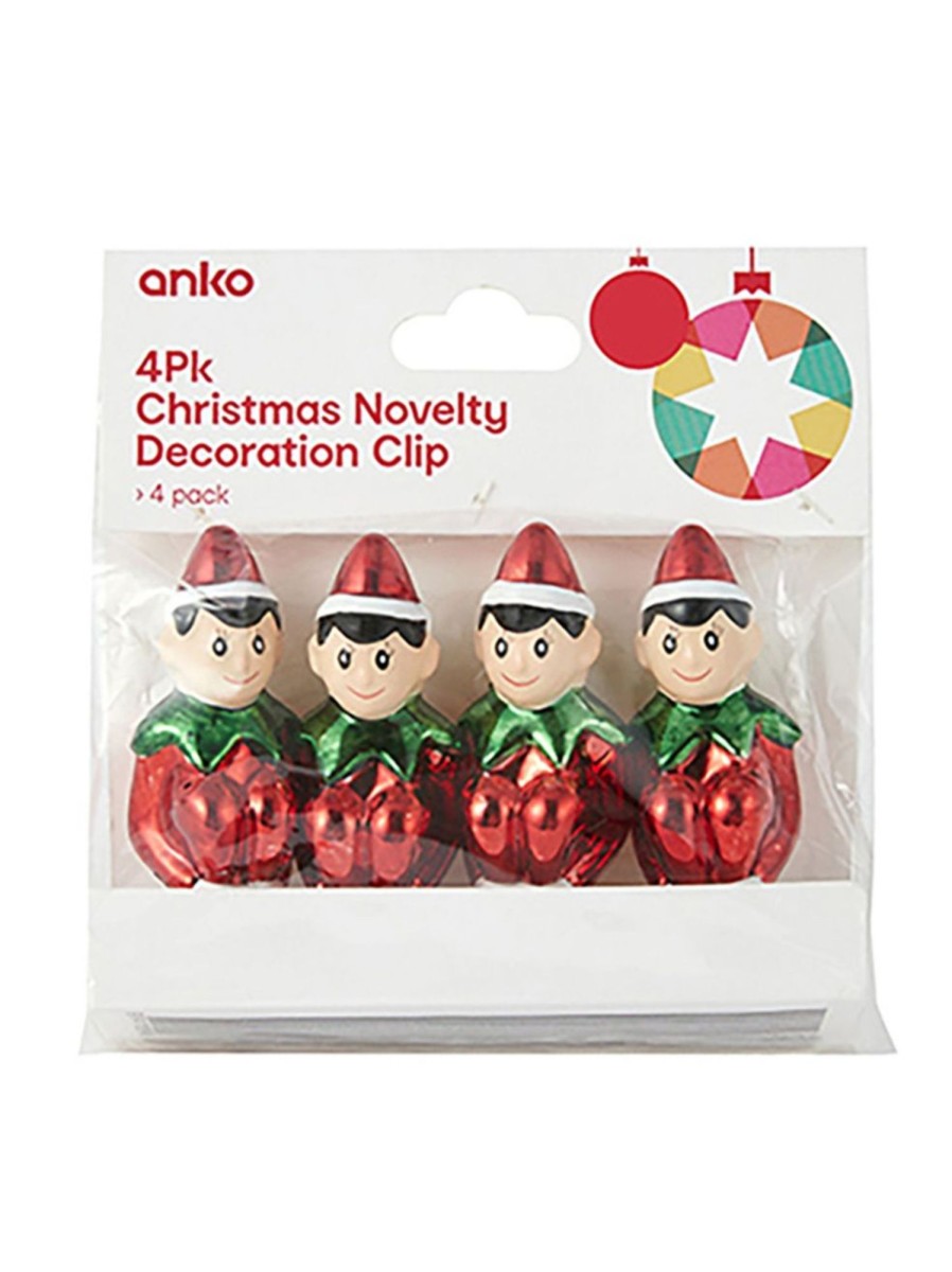 Home Living Anko Decorative Accents | 4 Pack Christmas Decoration Clip Novelty - Elves