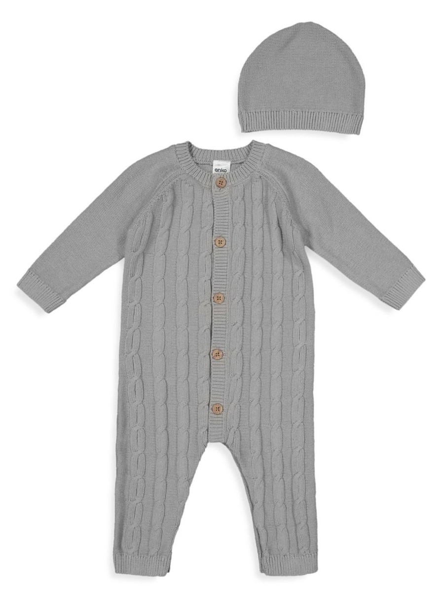 Kids & Baby Anko | Baby'S 2-Piece Cable-Knit Romper And Hat Set