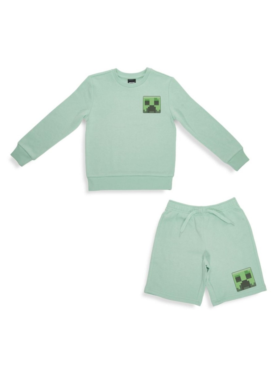 Kids & Baby Minecraft | Boy'S Minecraft Friends And Allies 2-Piece Fleece Sweatshirt & Shorts Set