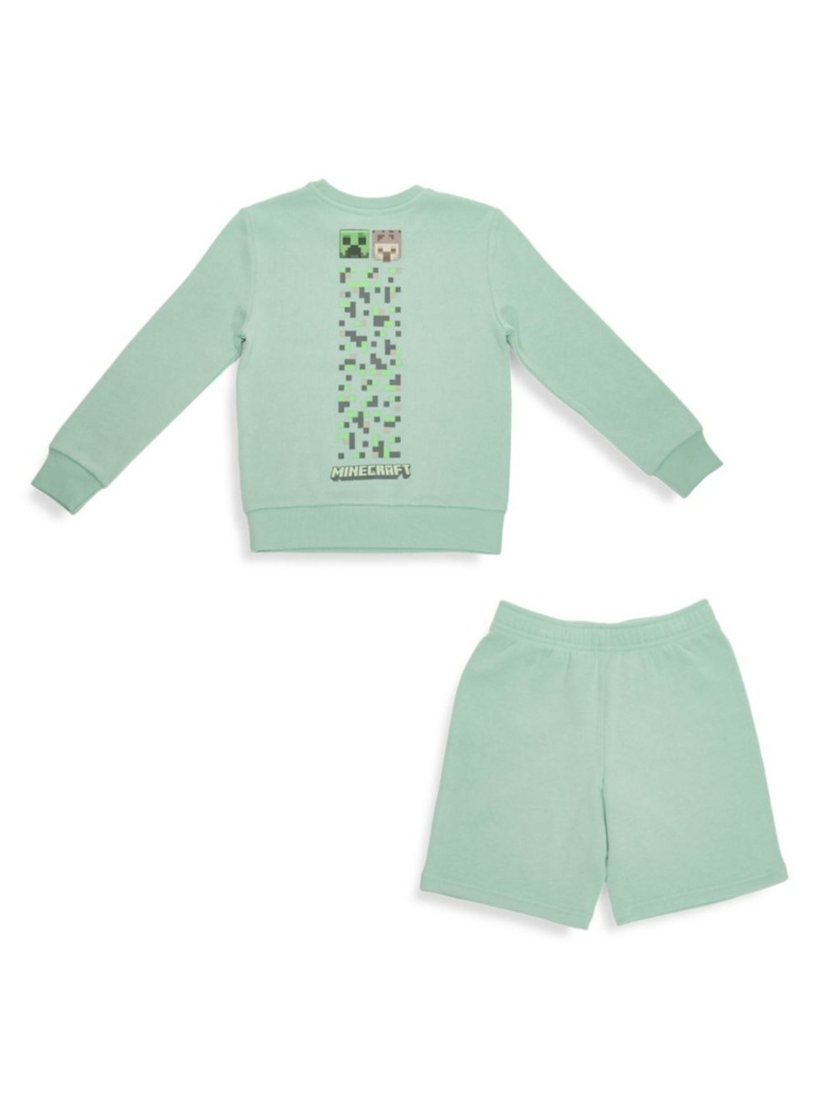 Kids & Baby Minecraft | Boy'S Minecraft Friends And Allies 2-Piece Fleece Sweatshirt & Shorts Set