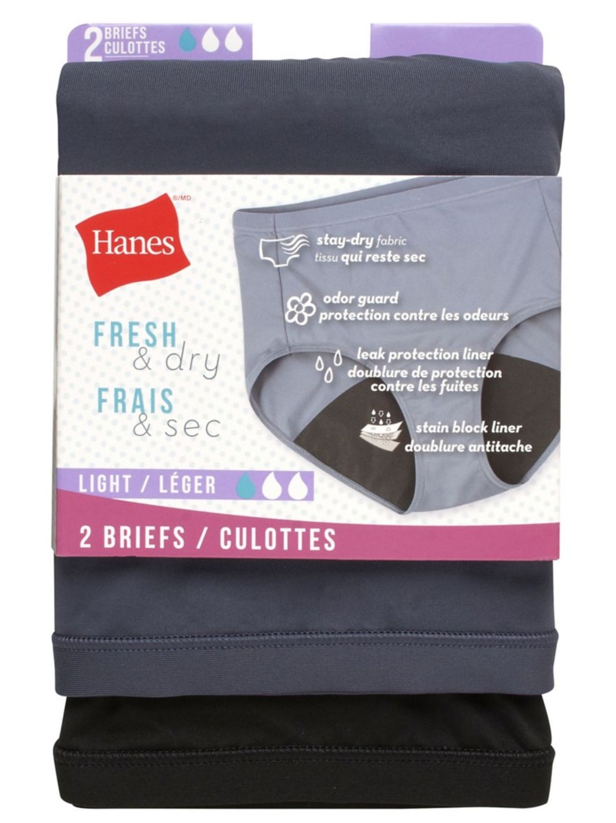 Men & Women Hanes Intimates | Fresh And Dry Moderate Leak Protection 2-Piece Briefs Set