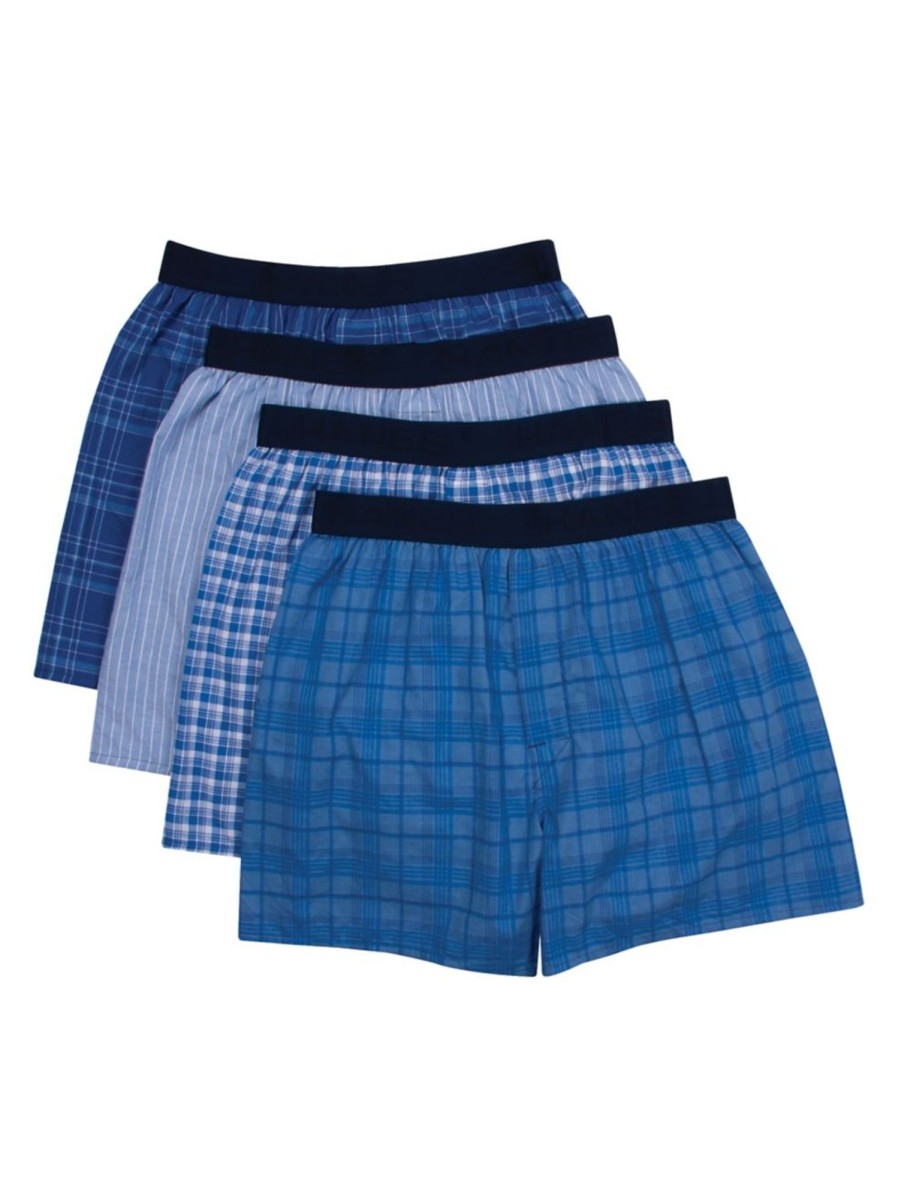 Men & Women Hanes Underwear & Socks | 4-Piece Tagless Woven Boxers Set