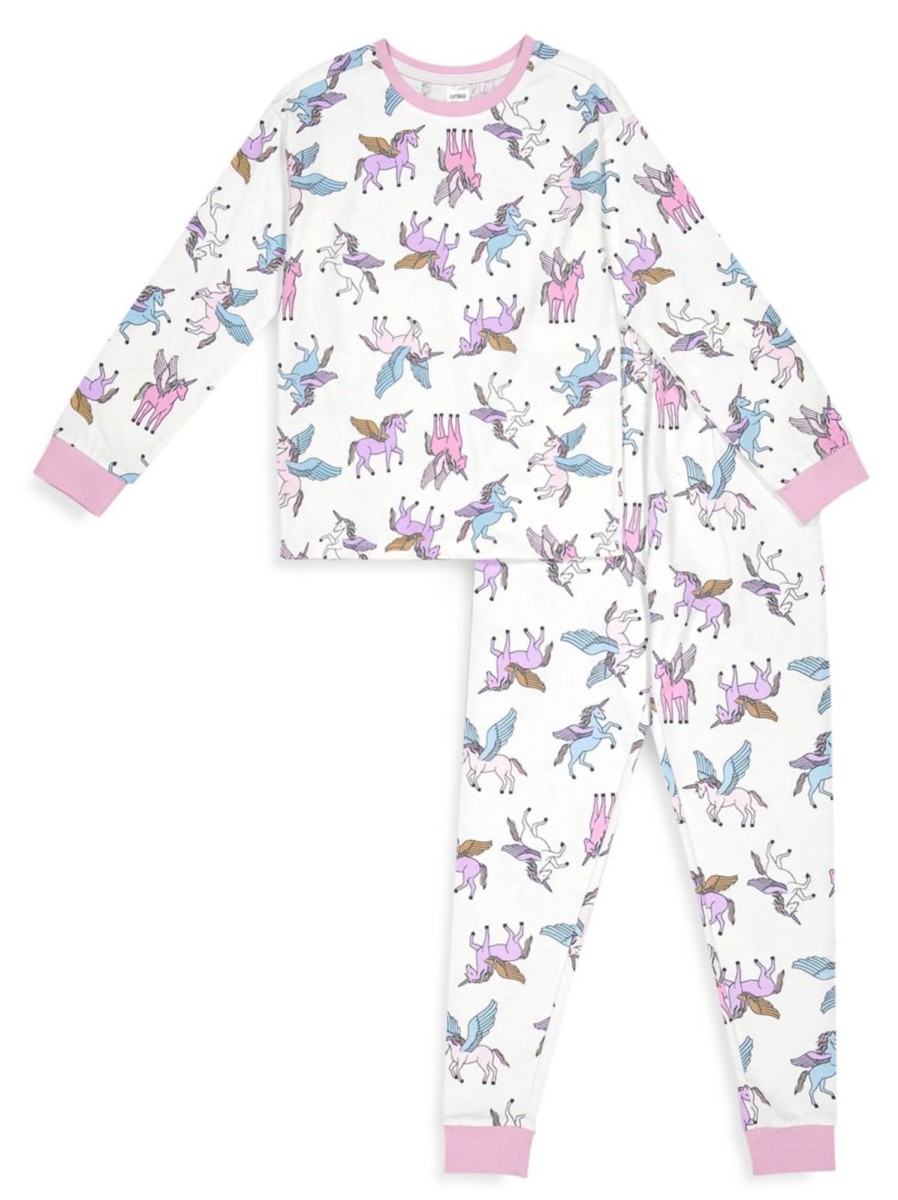 Kids & Baby Anko Girls | Girl'S 2-Piece Unicorn-Print Pyjama Set