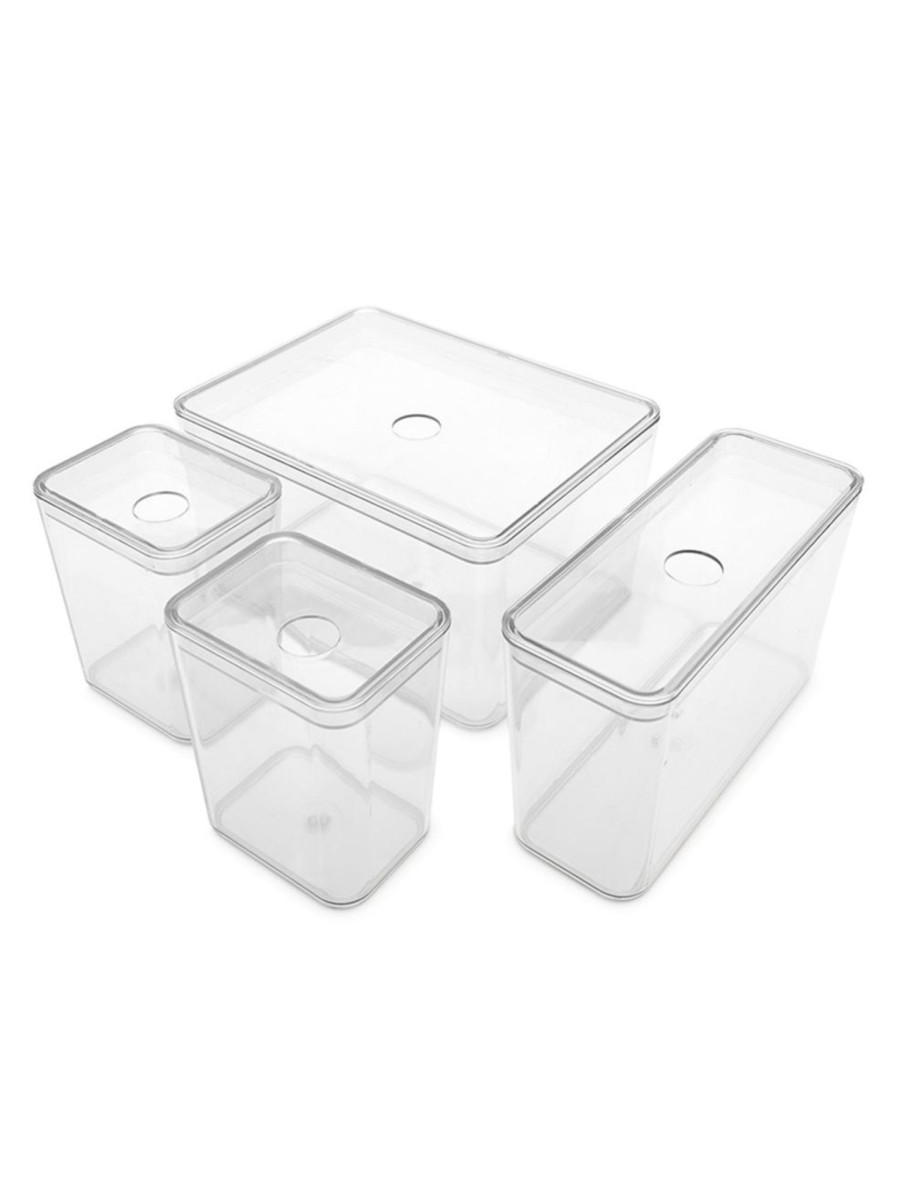 Home Living Anko Bathroom Storage & Accessories | Set Of 4 Clear Organizers With Lids