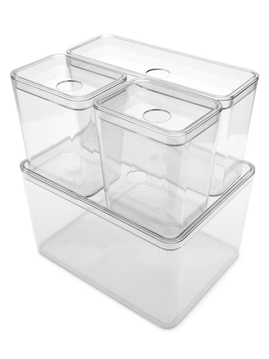 Home Living Anko Bathroom Storage & Accessories | Set Of 4 Clear Organizers With Lids