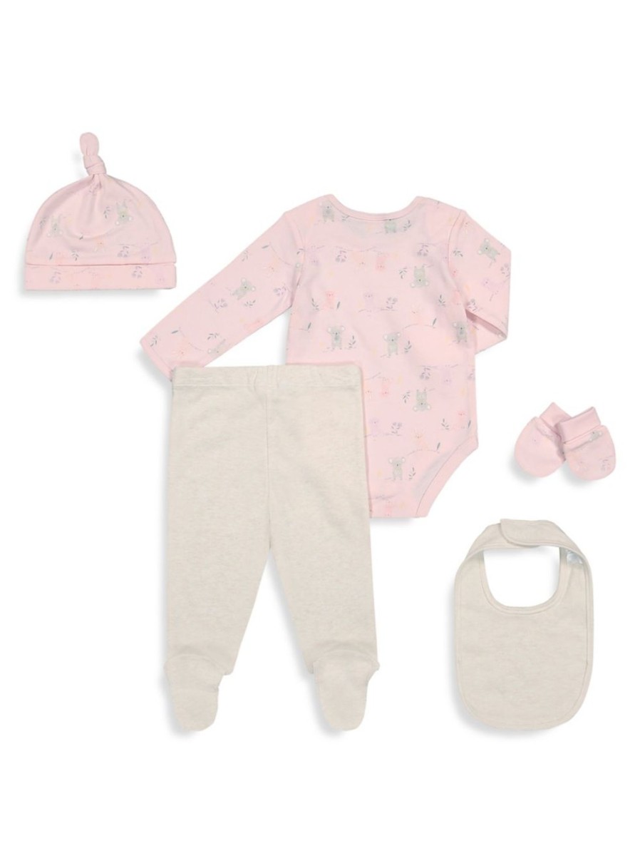 Kids & Baby Anko | Baby Girl'S 5-Piece Organic Cotton Animal-Print Starter Set