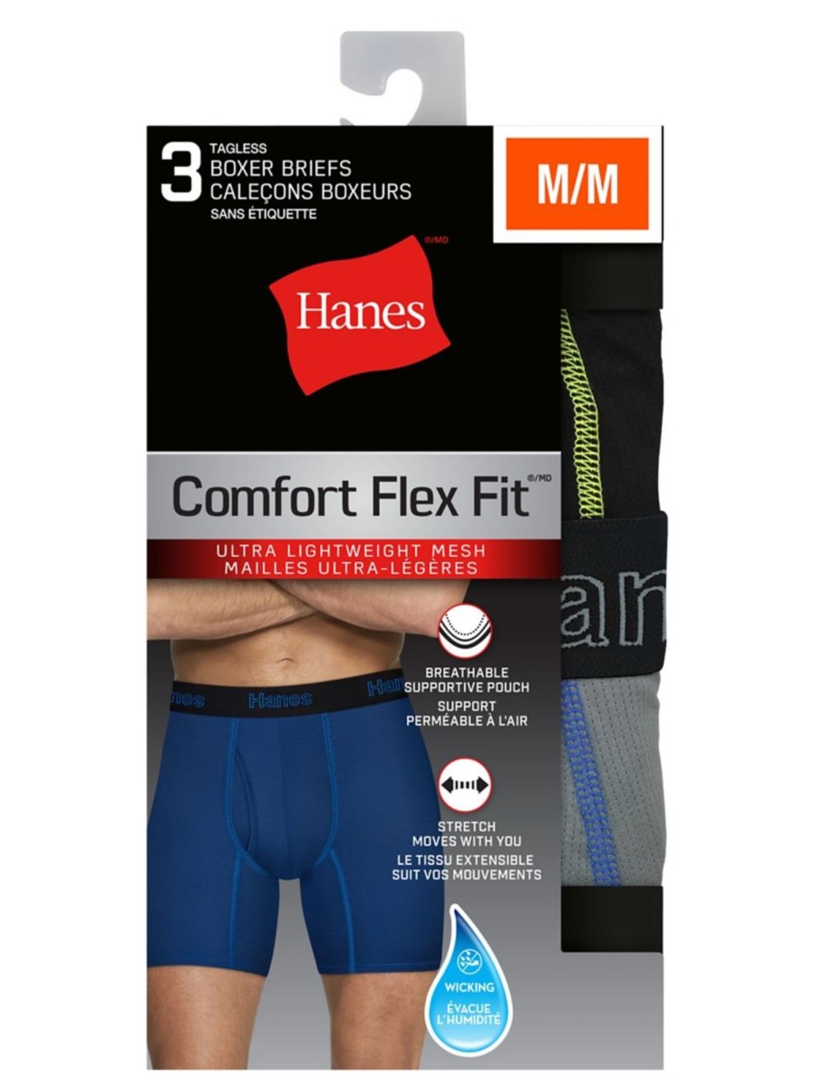 Men & Women Hanes Underwear & Socks | 3-Piece Comfort Flex-Fit Mesh Boxer Briefs Set