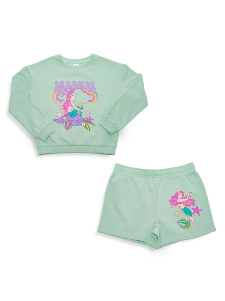 Kids & Baby Ariel | Girl'S Disney Dreamer Ariel 2-Piece Sweatshirt And Shorts Set