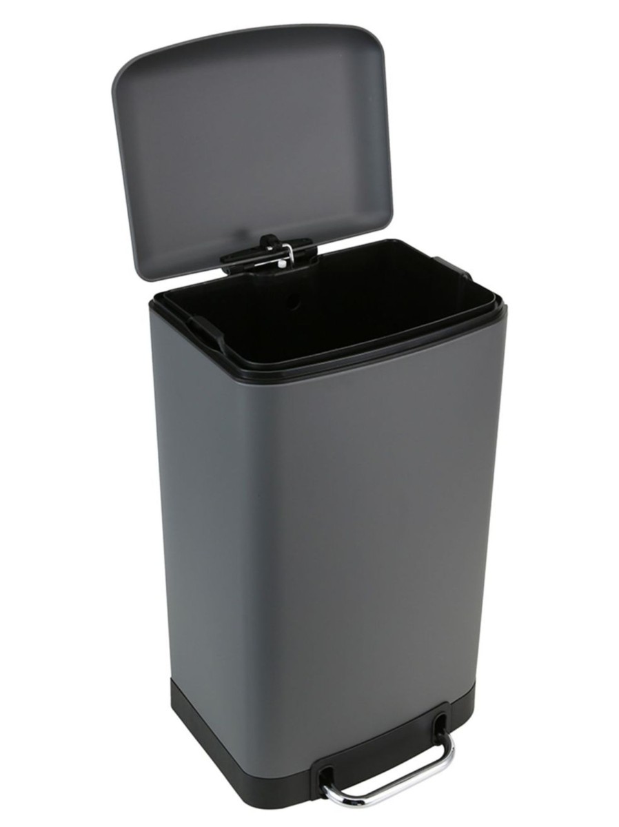 Home Living Anko Containers & Baskets | 30L Pedal-Open Grey Rectangular Trash Bin