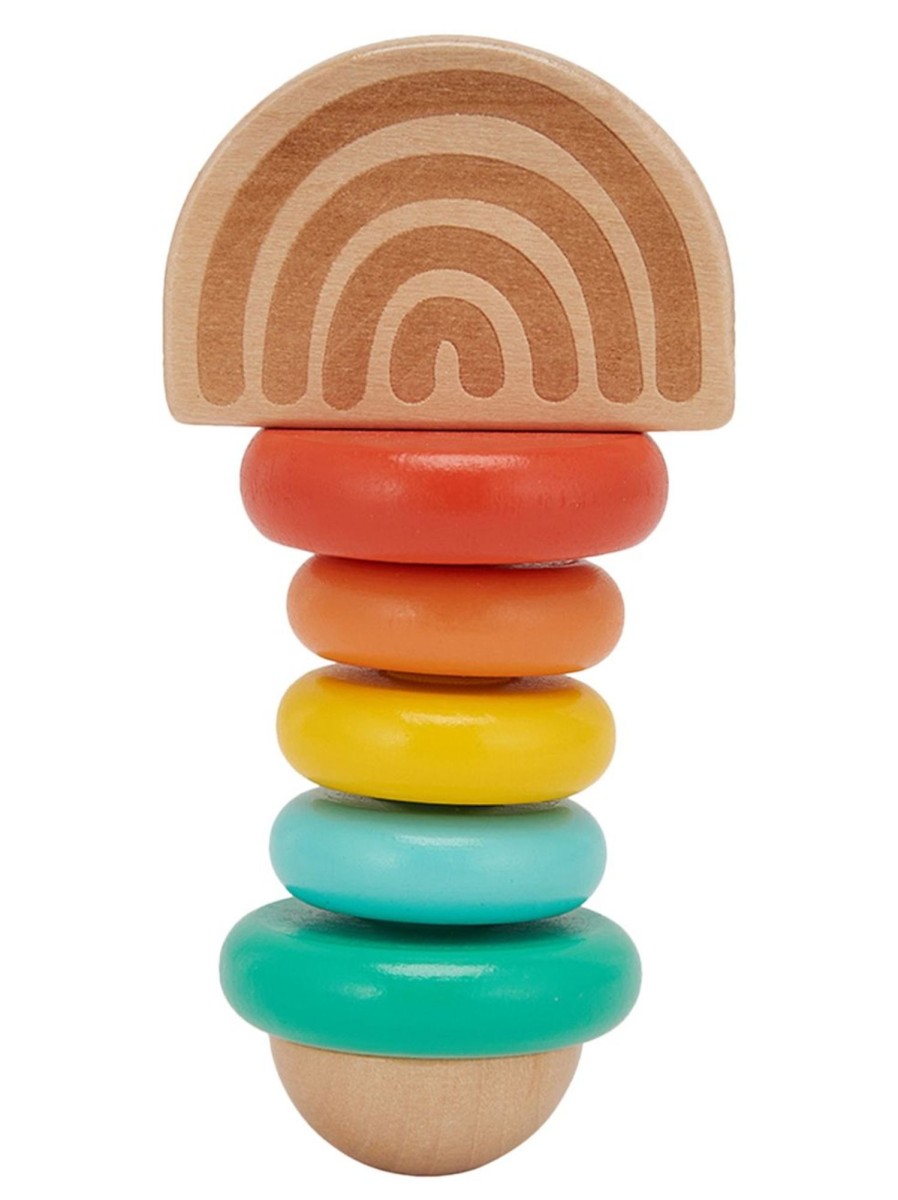 Toys Anko Infant & Toddler | Rainbow Wooden Ring Rattle