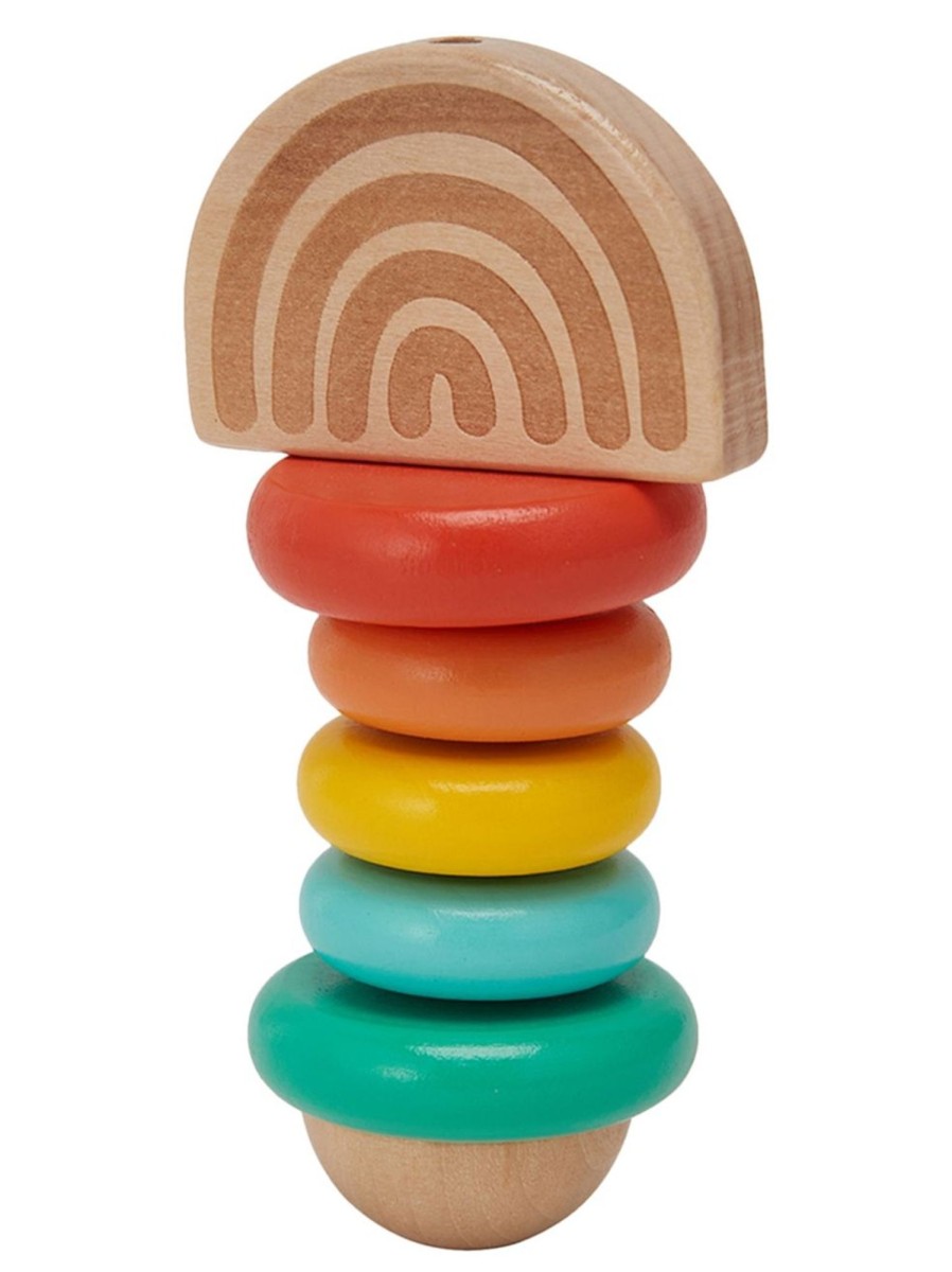 Toys Anko Infant & Toddler | Rainbow Wooden Ring Rattle