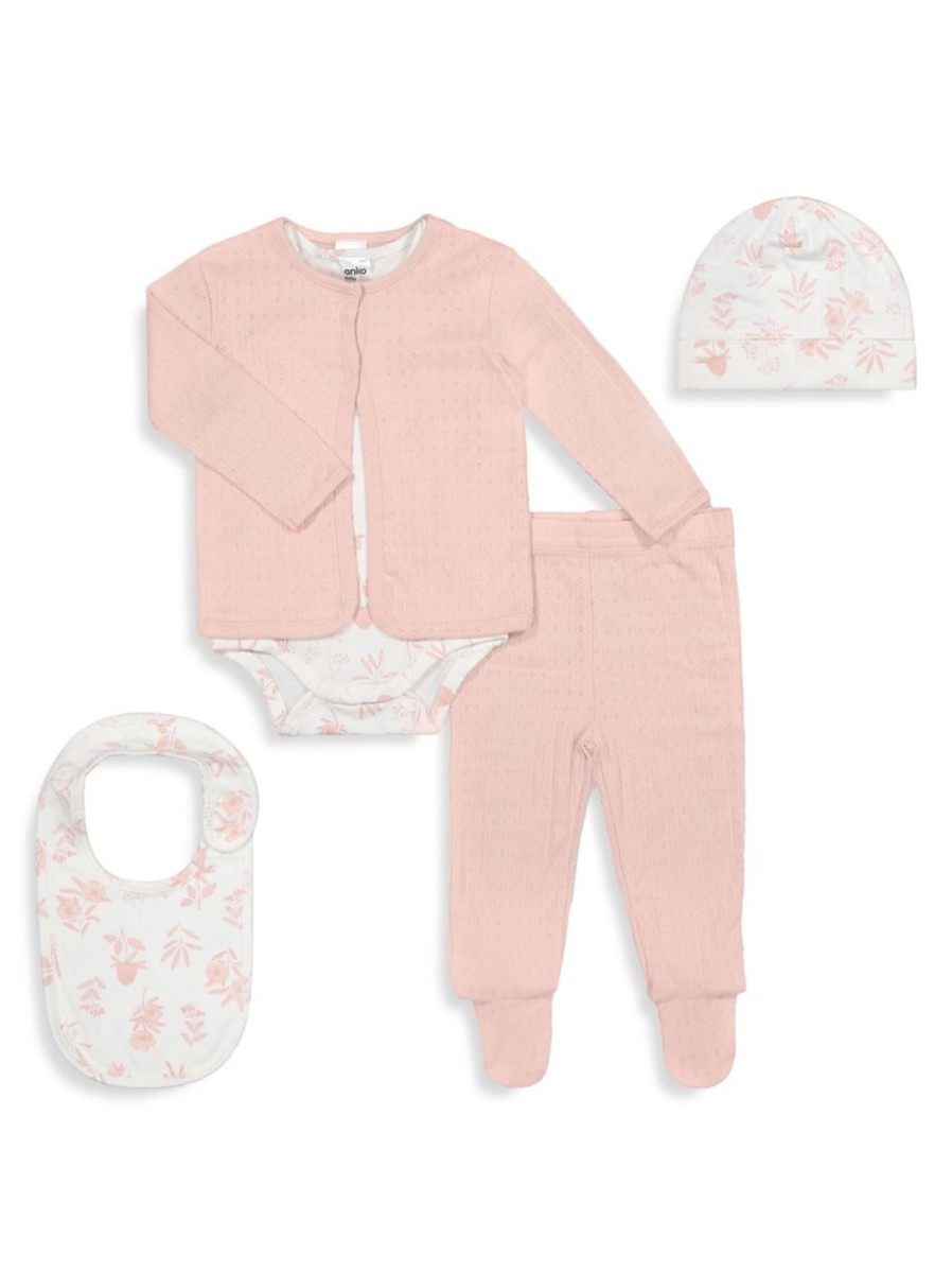 Kids & Baby Anko | Baby Girl'S 5-Piece Botanical-Print Starter Set