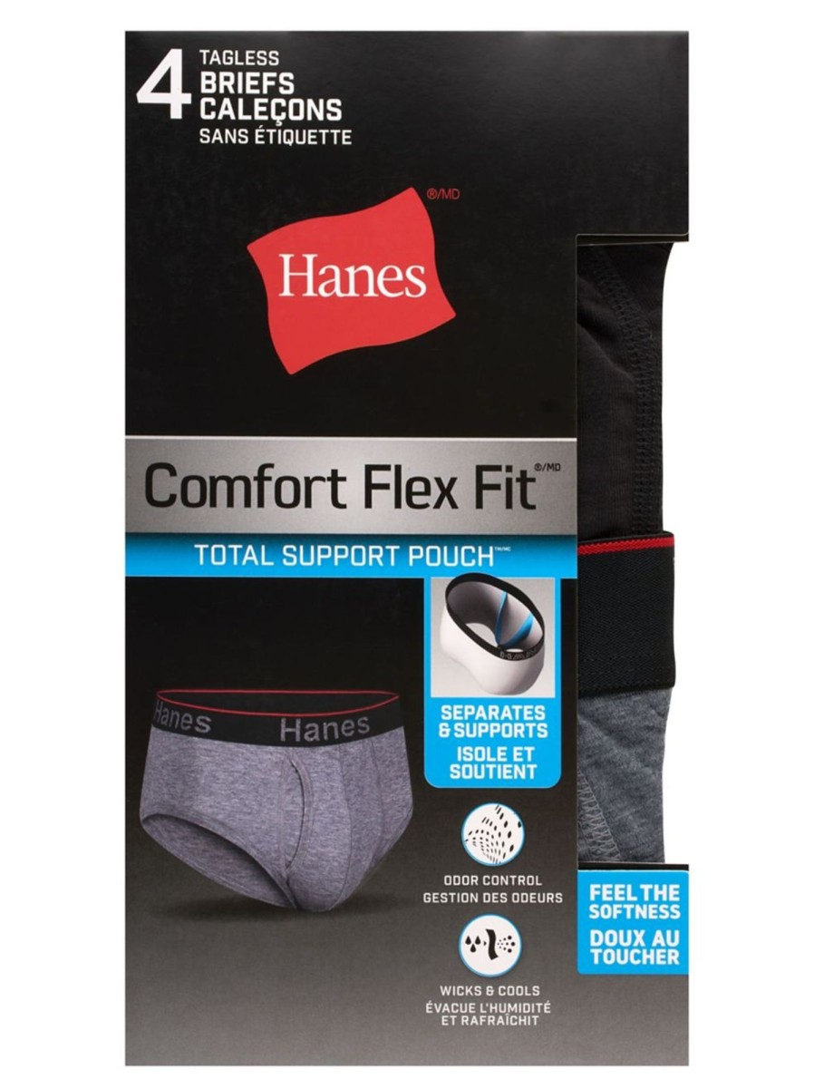 Men & Women Hanes Underwear & Socks | Total Support 4-Piece Pouch Briefs Set