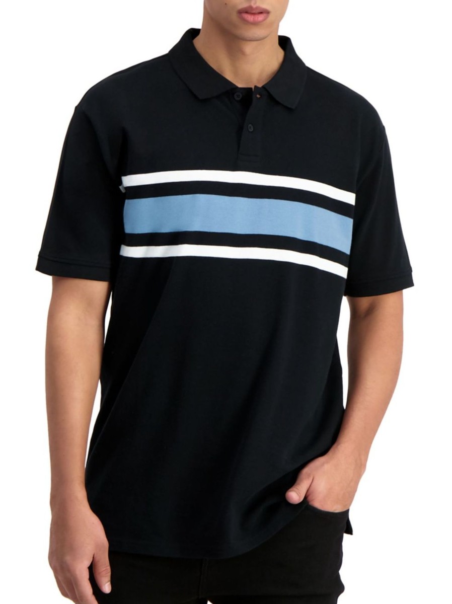 Men & Women Anko Tops | Chest Stripe Pique Polo Shirt