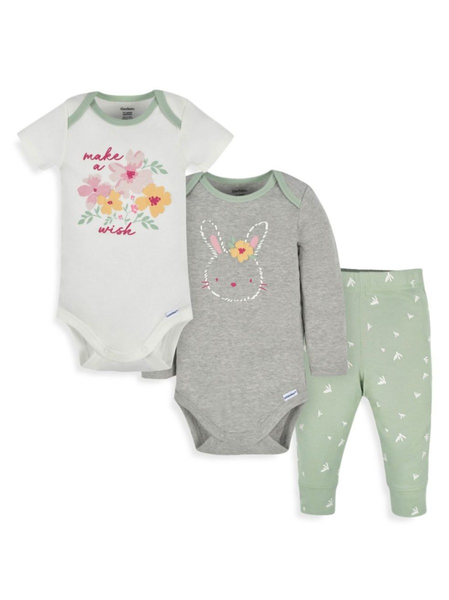 Kids & Baby Gerber | Baby'S 3-Piece Take Me Home Bunny-Print Set