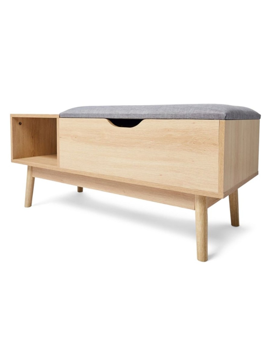 Home Living Anko Living Room Furniture | Oak-Look Storage Bench