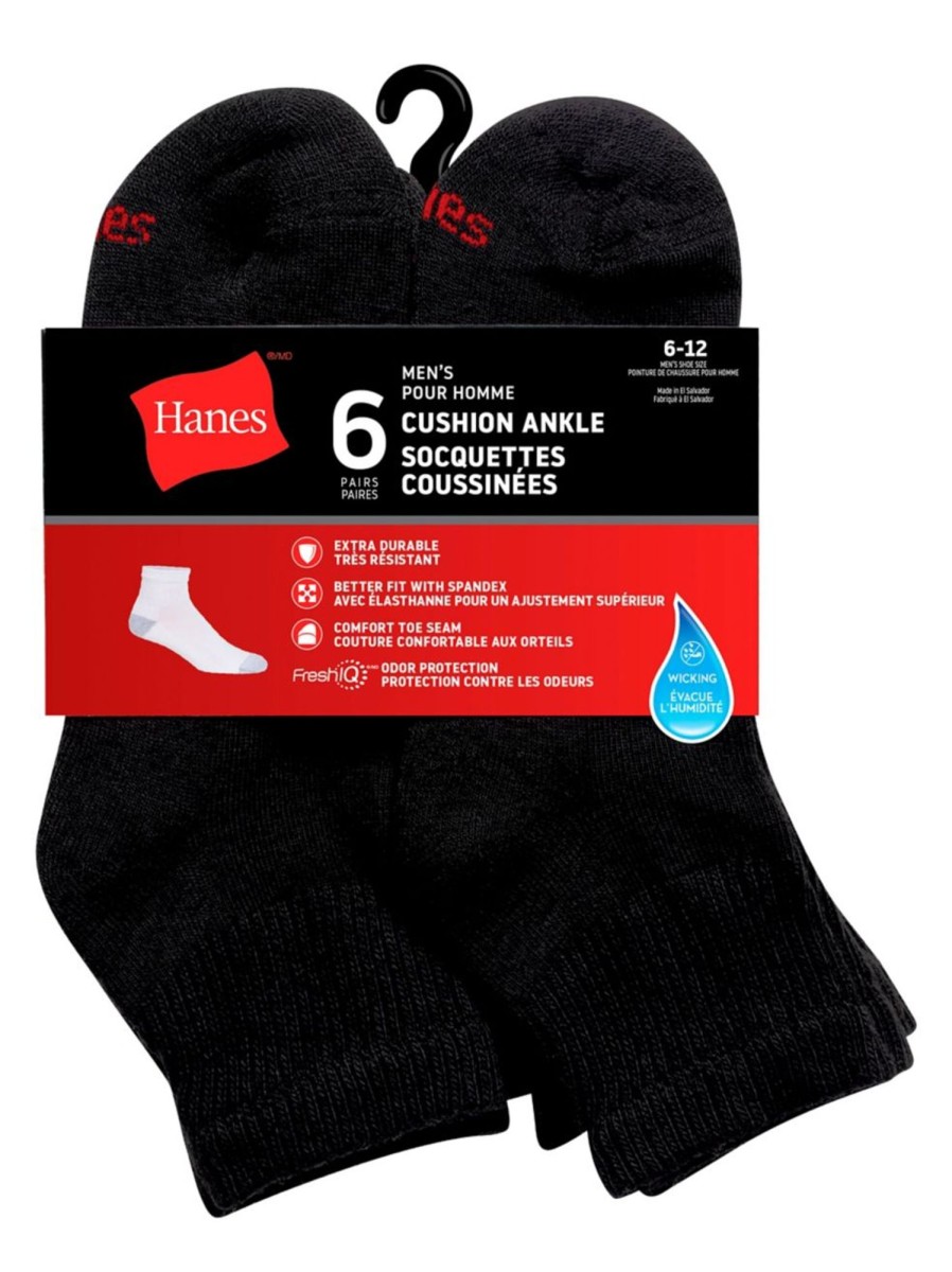 Men & Women Hanes Underwear & Socks | Men'S Red Label 6-Pair Freshiq Ankle-Length Socks Set