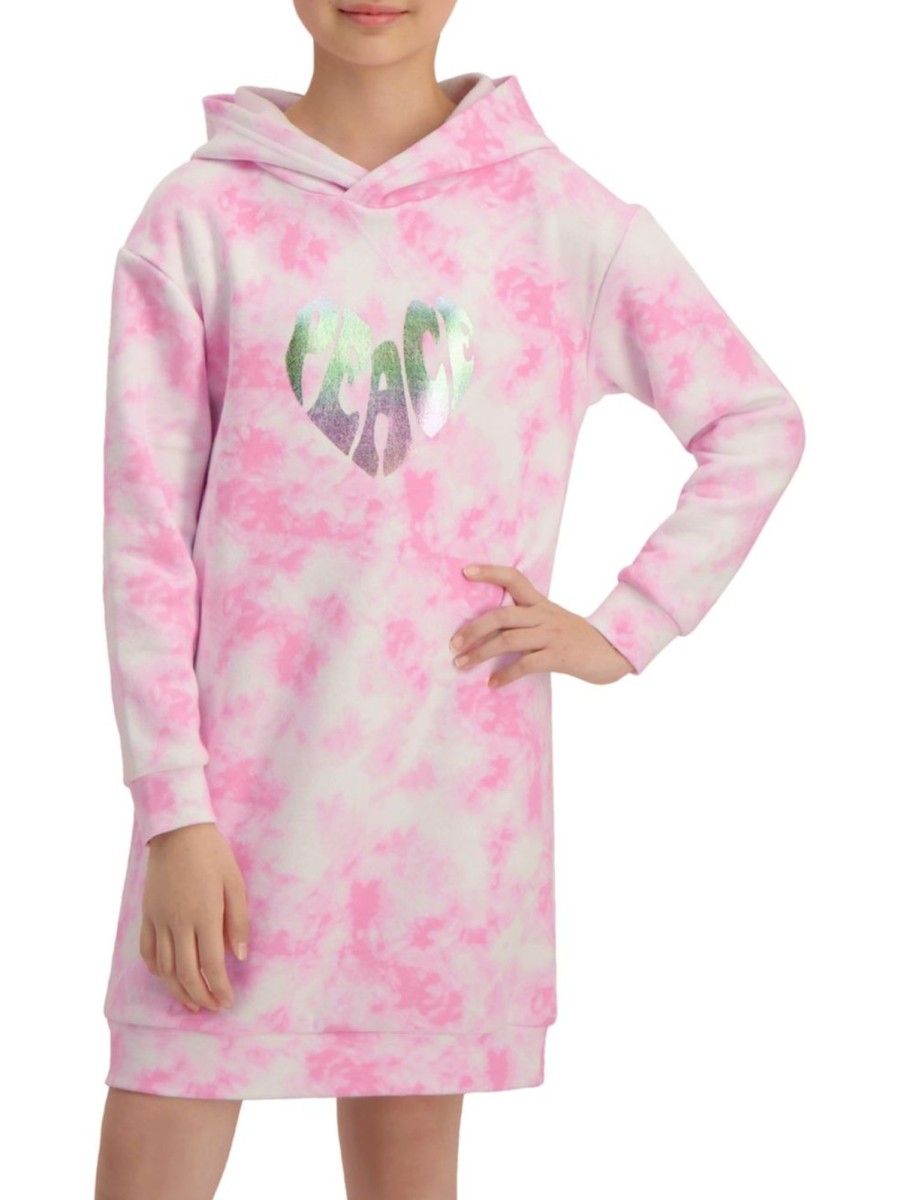 Kids & Baby Anko Girls | Girl'S Tie-Dye Hooded Sweatshirt Dress