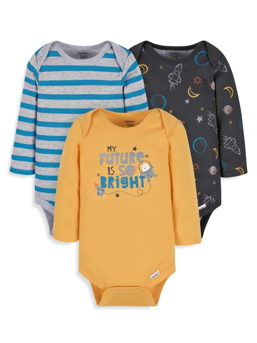 Kids & Baby Gerber | Baby'S 3-Pack Space Onesies Bodysuits