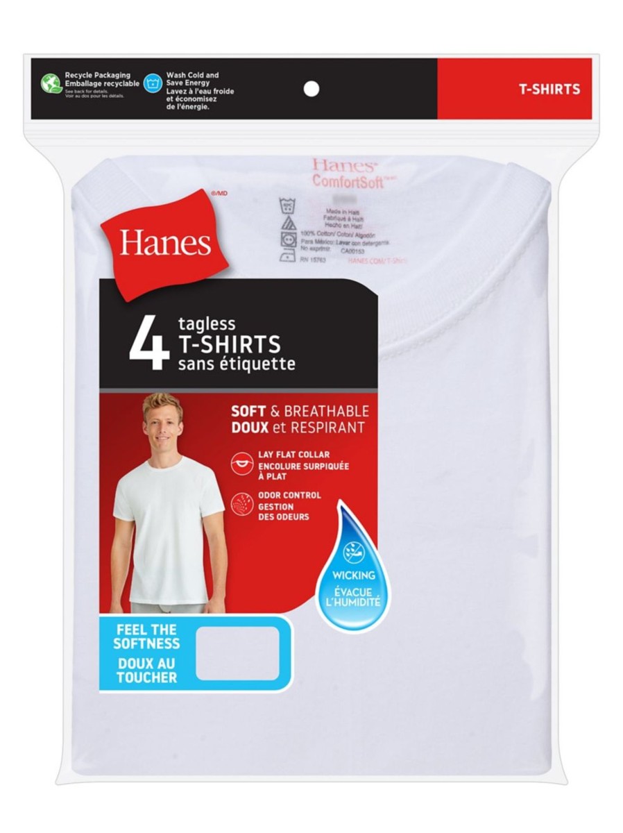 Men & Women Hanes Tops | 4-Piece Tagless Crew T-Shirt Set