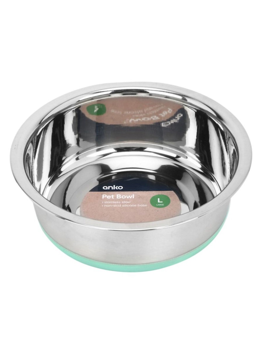 Pets Anko | Large Stainless Steel And Silicone Pet Bowl