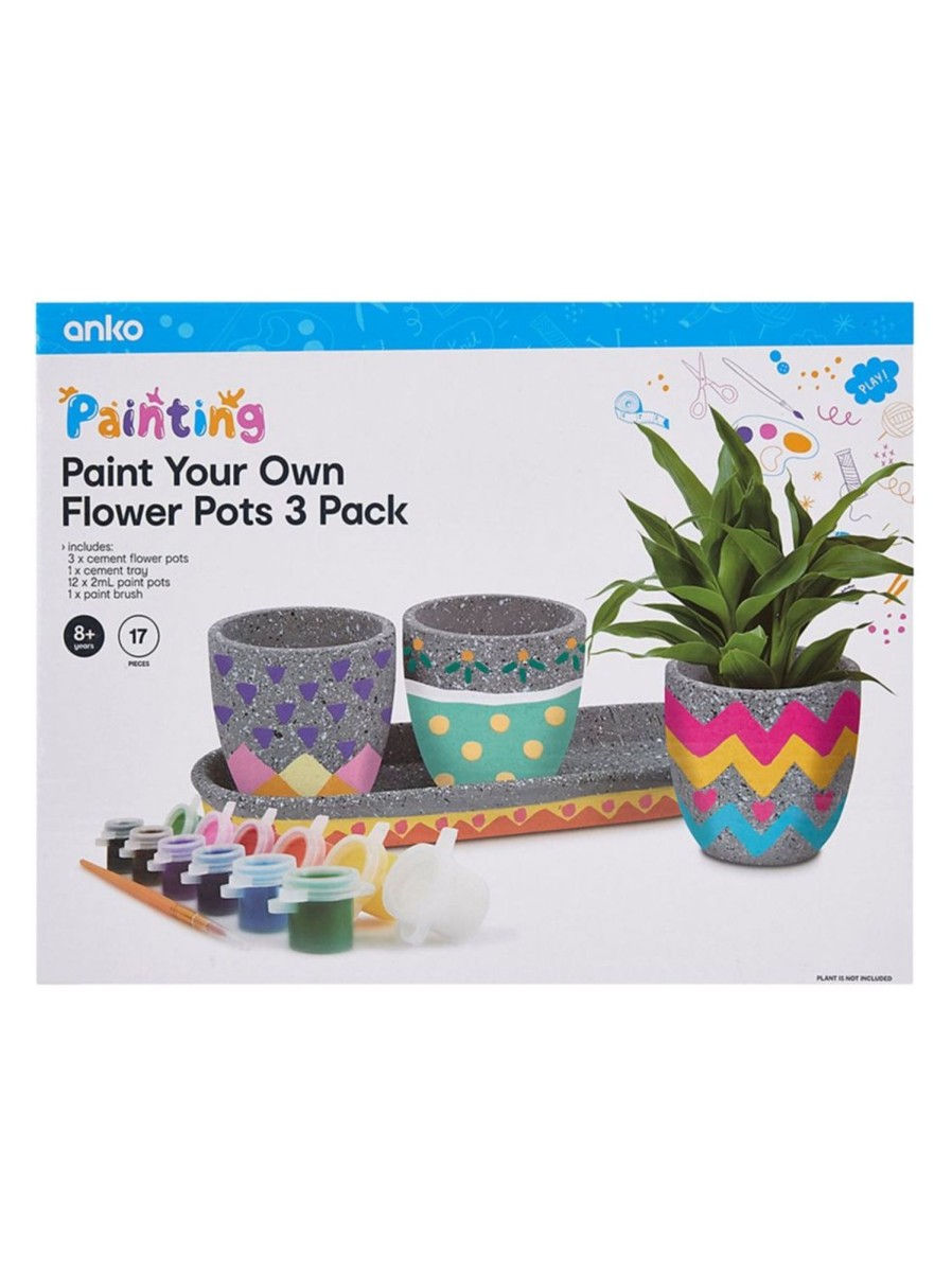 Toys Anko Arts & Crafts | 3-Piece Paint Your Own Flower Pots Kit