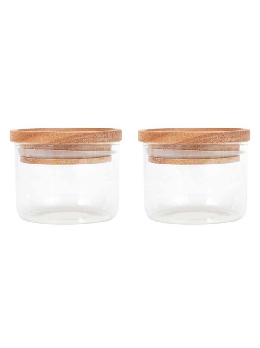 Home Living Anko Utensils & Organization | 2-Piece Mini Glass Canisters Set With Wood Lid