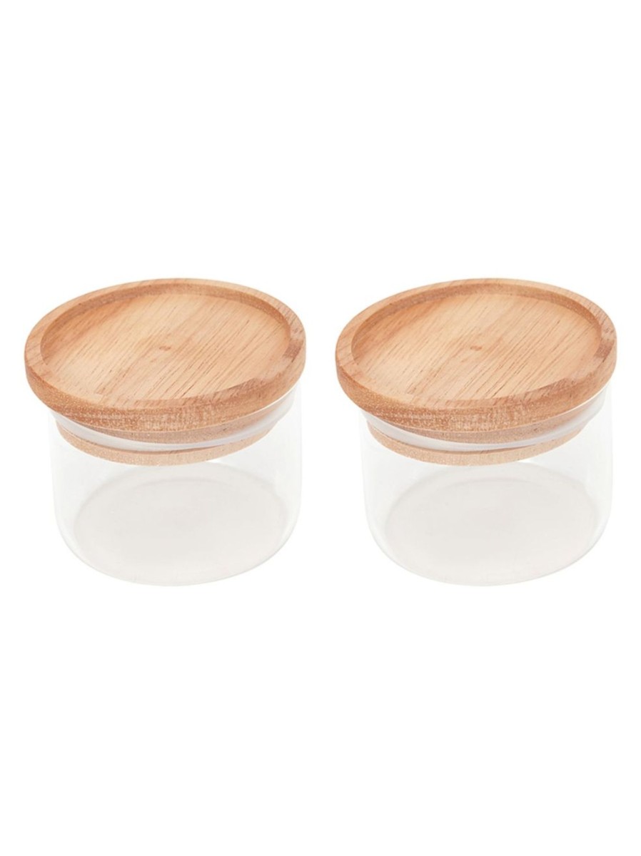 Home Living Anko Utensils & Organization | 2-Piece Mini Glass Canisters Set With Wood Lid