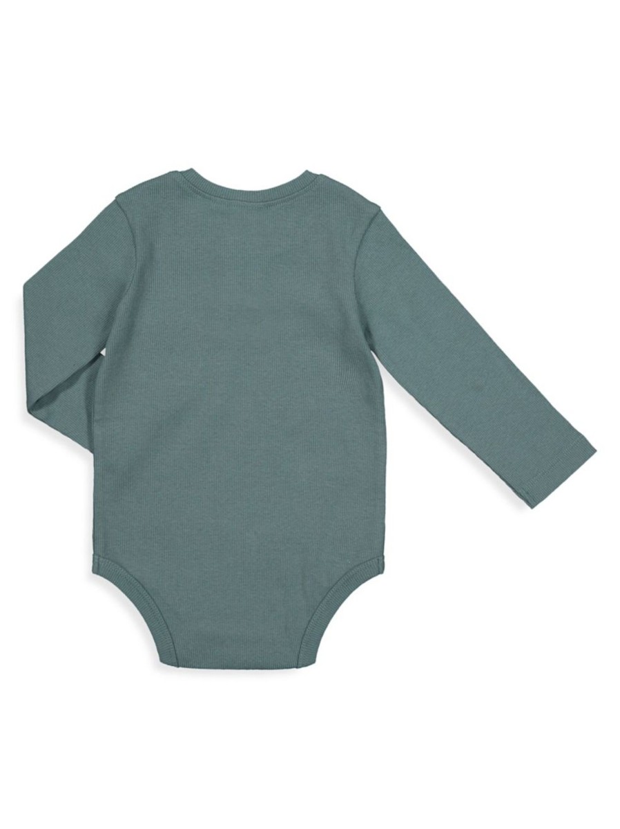 Kids & Baby Anko | Baby'S Brushed Rib Henley Long-Sleeve Bodysuit