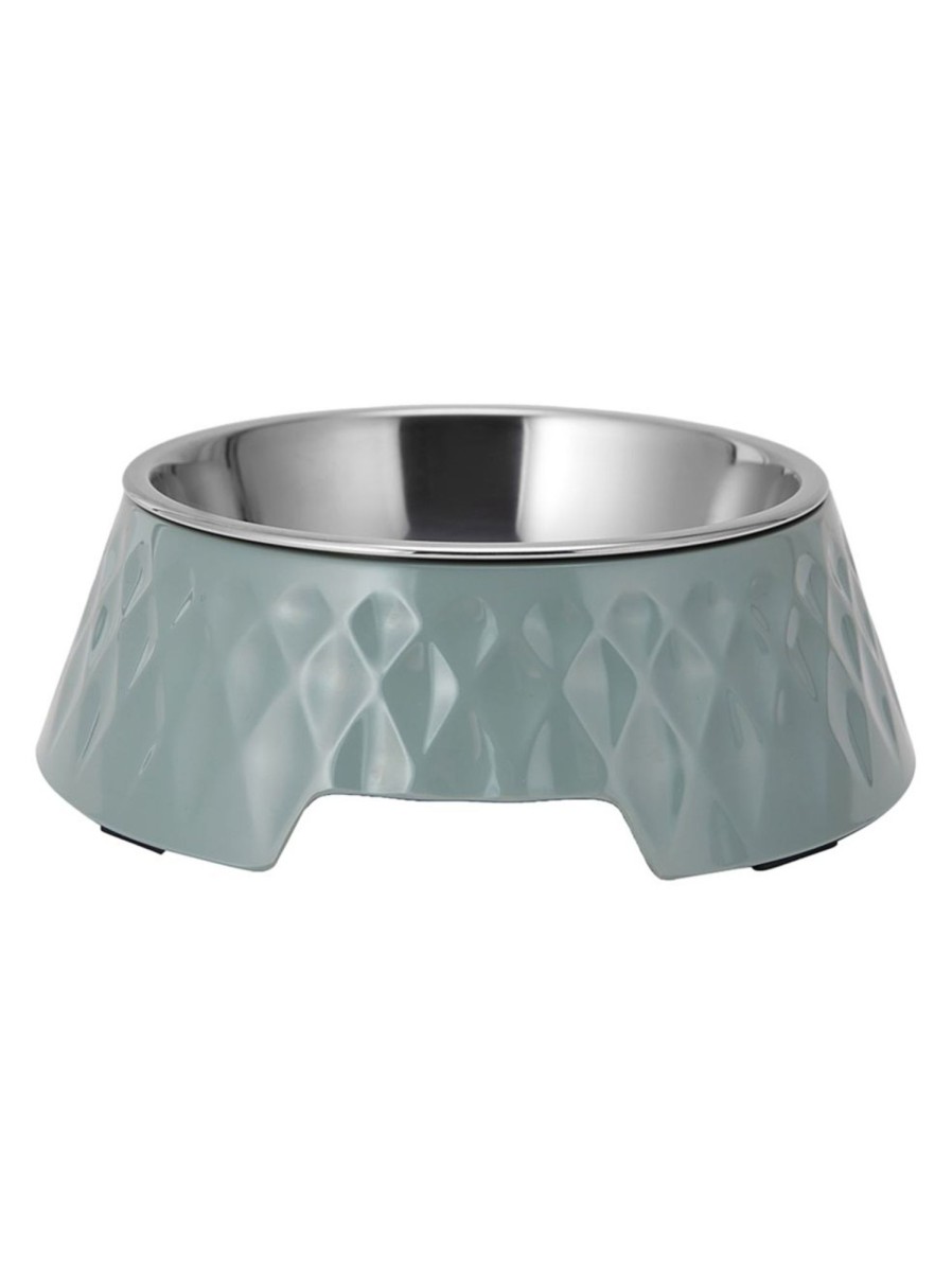 Pets Anko | Textured Melamine, Stainless Steel And Rubber-Base Dog Bowl - Medium