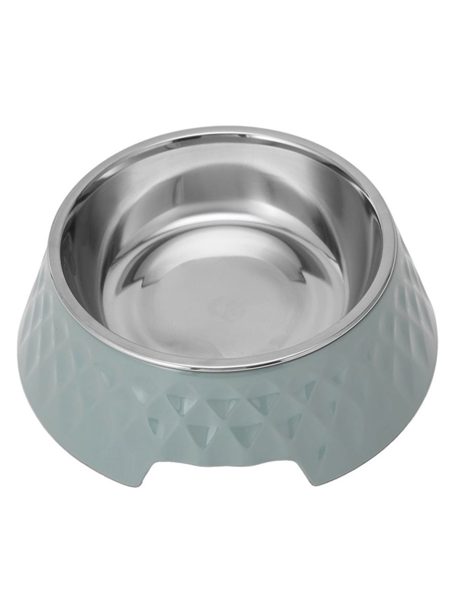 Pets Anko | Textured Melamine, Stainless Steel And Rubber-Base Dog Bowl - Medium