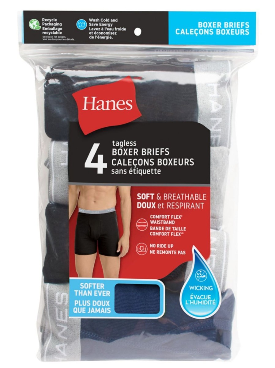 Men & Women Hanes Underwear & Socks | Men'S 4-Pack Tagless Boxer Briefs