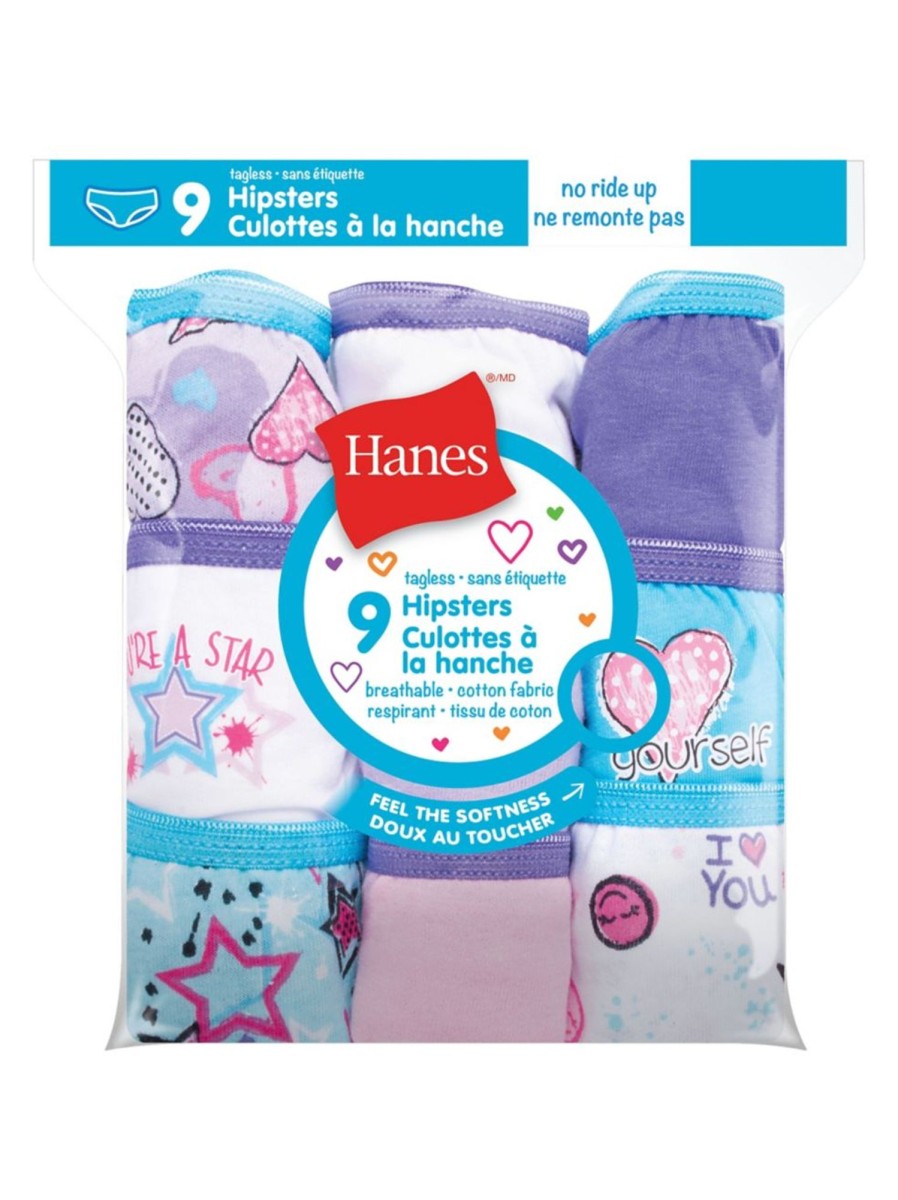 Kids & Baby Hanes Underwear & Socks | Girl'S 9-Piece Hipster Briefs Set